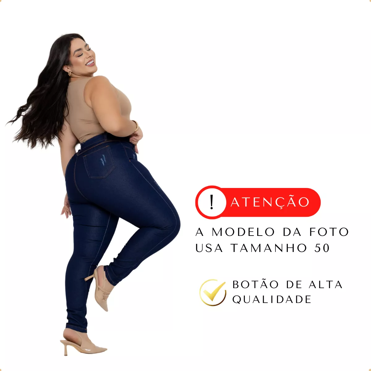 Revolutionize seu Guarda-Roupa com a Calça Jeans Plus Size Cintura Alta Elastano Lycra Modeladora – A Escolha Perfeita para Conforto e Estilo!