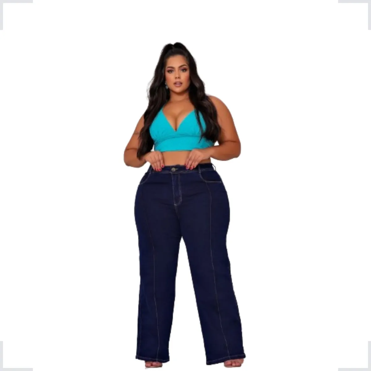 Calça Jeans Plus Size Cintura Alta