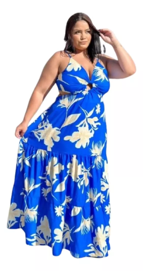 Vestido Longo Plus Size com Argola Aberto nas Costas